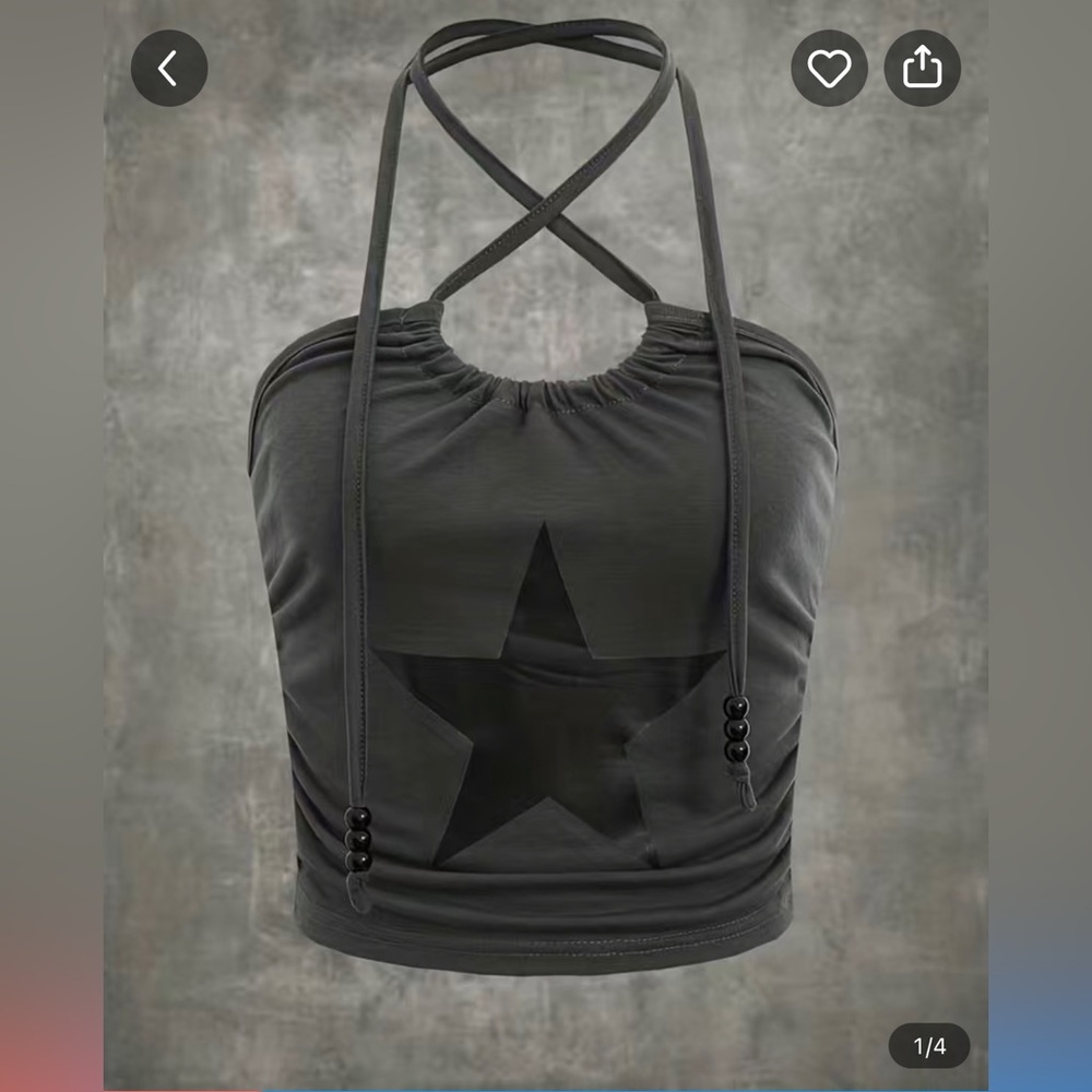 Star Print Halter Top, XXL